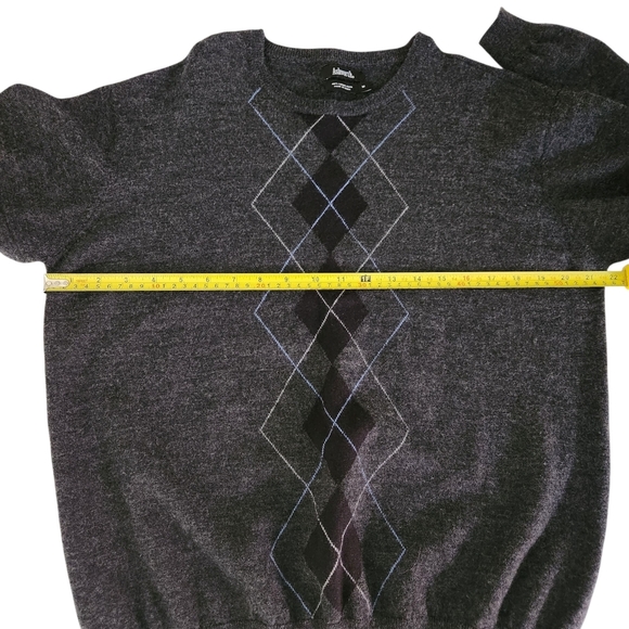 ASHWORTH Charcoal Gray Argyle Merino Wool Sweater classic preppy golf style m - Picture 9 of 10